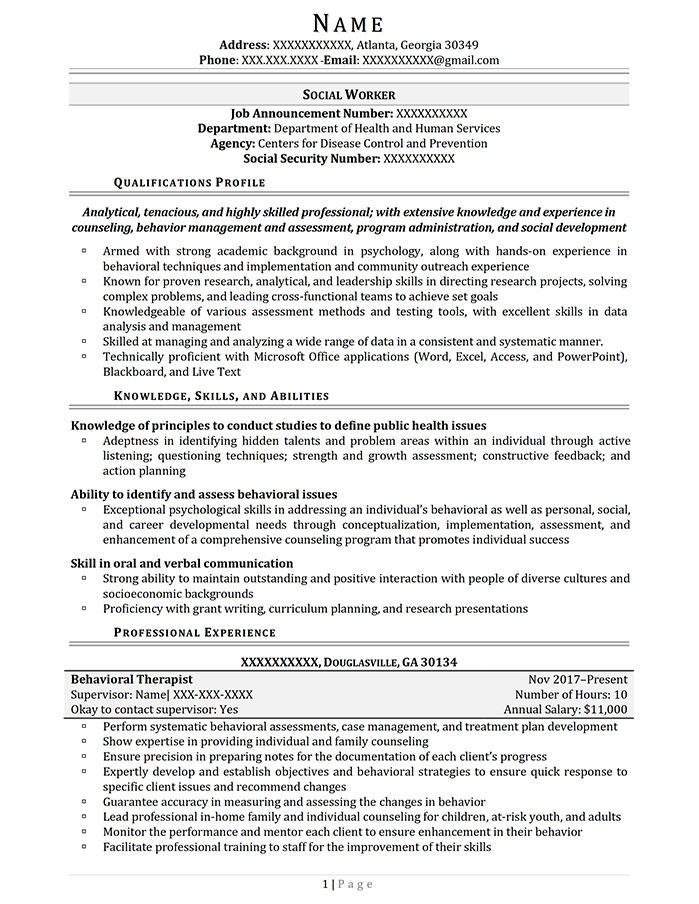 social worker personal statement for cv